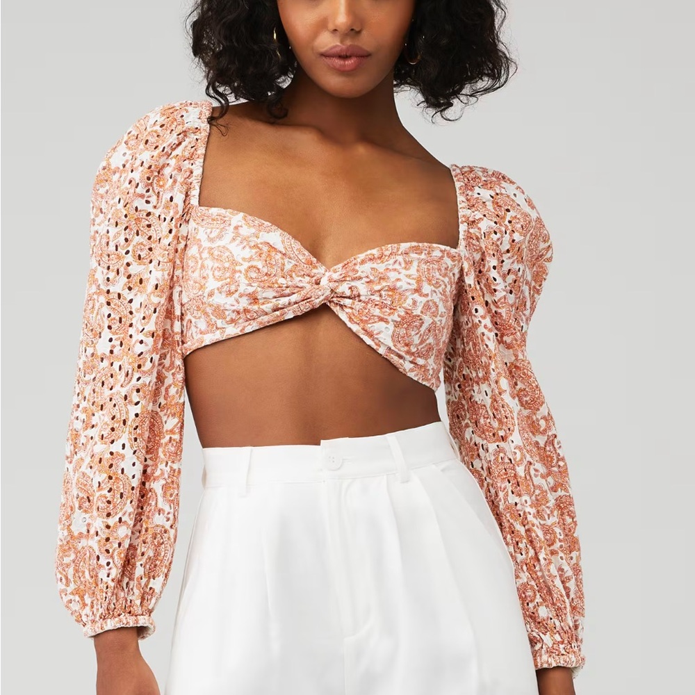BARDOT Paisley Top - Women's Floral Puff Sleeve Crop Top